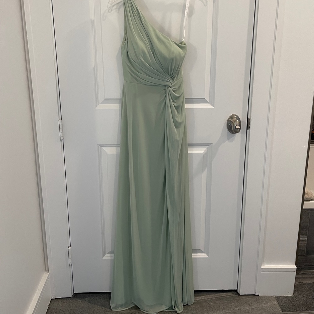 Azazie Brooke Dusty Sage Long Formal Dress